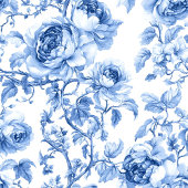 Elegantes Navy-Blaues Florales Toile-Hochzeitsprog Programm