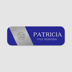 Elegantes Navy Blue and Glitzer Luxury Silver: Log Namensschild