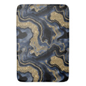 Elegantes Navy Blue and Gold Glitzer Agate Pattern Badematte (Vorderseite Vertikal)