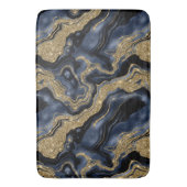 Elegantes Navy Blue and Gold Glitzer Agate Pattern Badematte (Vorderseite Vertikal)