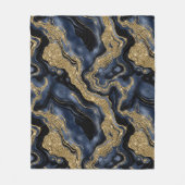 Elegantes Navy Blue and Gold Glitzer Agate Pattern Fleecedecke (Vorderseite)