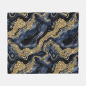Elegantes Navy Blue and Gold Glitzer Agate Pattern Fleecedecke (Vorderseite (Horizontal))