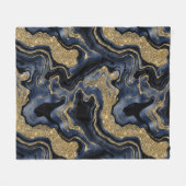 Elegantes Navy Blue and Gold Glitzer Agate Pattern Fleecedecke (Vorderseite (Horizontal))