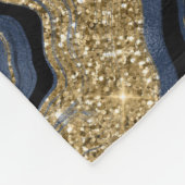 Elegantes Navy Blue and Gold Glitzer Agate Pattern Fleecedecke (Ecke)