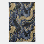Elegantes Navy Blue and Gold Glitzer Agate Pattern Geschirrtuch (Vertikal)