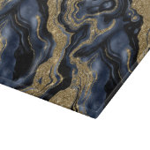 Elegantes Navy Blue and Gold Glitzer Agate Pattern Schneidebrett (Ecke)