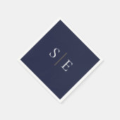 Elegantes Navy Blue and Gold Monogram Minimalistis Serviette (Ecke)