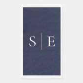 Elegantes Navy Blue and Gold Monogram Minimalistis Serviette (Vorderseite)