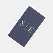 Elegantes Navy Blue and Gold Monogram Minimalistis Serviette (Ecke)