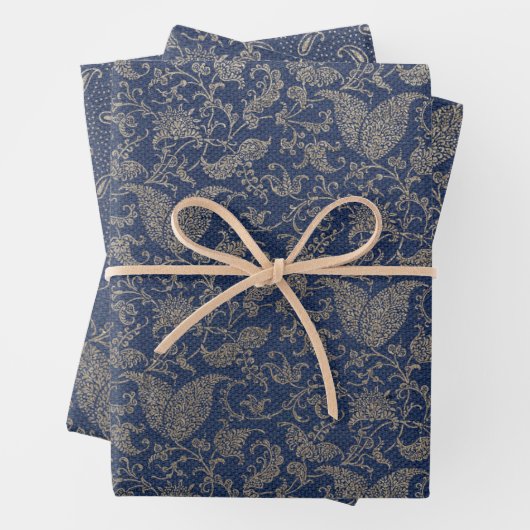 Elegantes Navy Blue and Gold Muster Geschenkpapier Set (Beispiel)