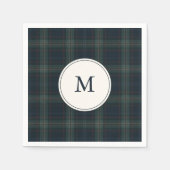 Elegantes Navy Blue and Green Kariert Monogram Serviette (Vorderseite)