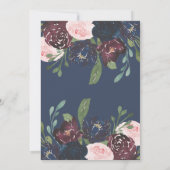 Elegantes Navy Blue and Plum Floral Retirement Par Einladung (Rückseite)