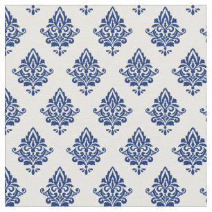Elegantes Navy Blue and White Damask Muster Stoff