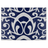 Elegantes Navy Blue and White Glass Cutting Board Schneidebrett (Vorderseite)