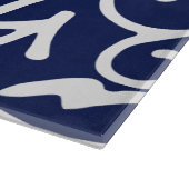 Elegantes Navy Blue and White Glass Cutting Board Schneidebrett (Ecke)