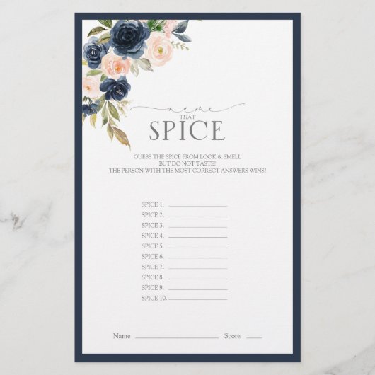 Elegantes Navy Blue Blush Pink Brautparty Game (Vorderseite)