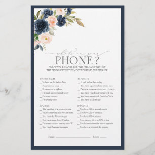 Elegantes Navy Blue Blush Pink Brautparty Game