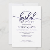 Elegantes Navy Blue Bridal Tea Party Einladung (Vorderseite)