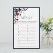 Elegantes Navy Blue Burgundy Brautparty Game (Stehend Vorderseite)