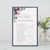 Elegantes Navy Blue Burgundy Brautparty Game (Stehend Vorderseite)