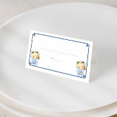 Elegantes Navy Blue Burnt Orange Hochzeit im Herbs Platzkarte