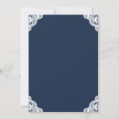 Elegantes Navy Blue Cake and Lace Brautparty Einladung (Rückseite)