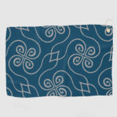 Elegantes Navy Blue Celtic Clover Muster Golfhandtuch (Horizontal)