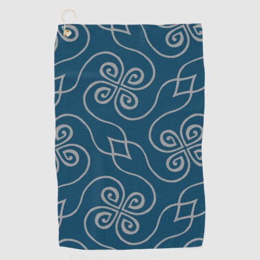 Elegantes Navy Blue Celtic Clover Muster Golfhandtuch (Vorderseite)
