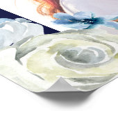 Elegantes Navy Blue Floral Foto Bat Mitzvah Willko Poster (Ecke)