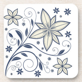 Elegantes Navy Blue Floral Muster | Getränkeuntersetzer