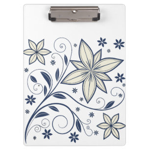 Elegantes Navy Blue Floral Muster   Klemmbrett
