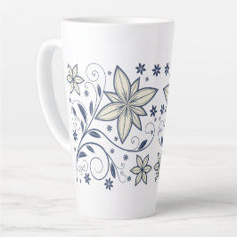 Elegantes Navy Blue Floral Muster | Milchtasse