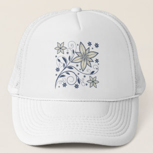 Elegantes Navy Blue Floral Muster Truckerkappe