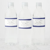 Elegantes Navy Blue Gerahmt #2 Wasserflasche-Label Wasserflaschenetikett (Flaschen)