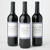Elegantes Navy Blue Gerahmt H Wine Flasche Label Weinetikett (Flaschen)