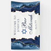Elegantes Navy Blue Gold Agate Bar Mitzvah Party Banner (Vertikal)