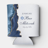 Elegantes Navy Blue Gold Agate Bar Mitzvah Party Dosenkühler (Rückseite)