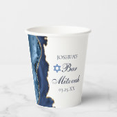 Elegantes Navy Blue Gold Agate Bar Mitzvah Party Pappbecher (Vorderseite)