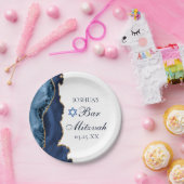 Elegantes Navy Blue Gold Agate Bar Mitzvah Party Pappteller (Party)