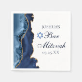 Elegantes Navy Blue Gold Agate Bar Mitzvah Party Serviette (Vorderseite)