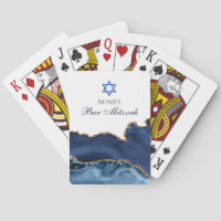 Elegantes Navy Blue Gold Agate Bar Mitzvah Party