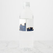 Elegantes Navy Blue Gold Agate Bar Mitzvah Party Wasserflaschenetikett (Rückseite)