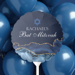 Elegantes Navy Blue Gold Agate Bat Mitzvah Party Ballon<br><div class="desc">Eleganter Marineblau und Goldmedaille schmücken die Seite dieses modernen Bat Mitzvah Party Ballons. Der Name Ihrer Tochter ist in einem schönen formalen Drehbuch unter dem Stern von David geschrieben. Ideal für eine schicke,  stilvolle jüdische Familie,  die ihr Mädchen feiert und an die Tora gerufen wird.</div>