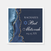 Elegantes Navy Blue Gold Agate Bat Mitzvah Party Serviette (Vorderseite)