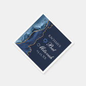 Elegantes Navy Blue Gold Agate Bat Mitzvah Party Serviette (Ecke)
