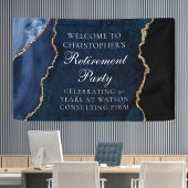Elegantes Navy Blue Gold Agate Retirement Party Banner