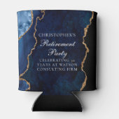 Elegantes Navy Blue Gold Agate Retirement Party Dosenkühler (Rückseite)