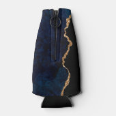 Elegantes Navy Blue Gold Agate Retirement Party Flaschenkühler (Rückseite)