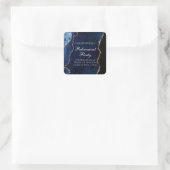 Elegantes Navy Blue Gold Agate Retirement Party Quadratischer Aufkleber (Tasche)