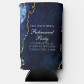 Elegantes Navy Blue Gold Agate Retirement Party Selters Dosenkühler (Vorderseite)